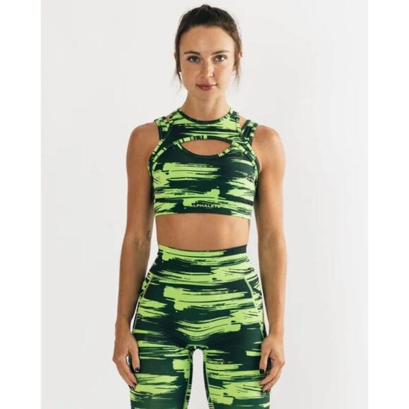 Alphalete Surface Keyhole Volt Canvas Camo Sports Bra - Picture 1 of 3